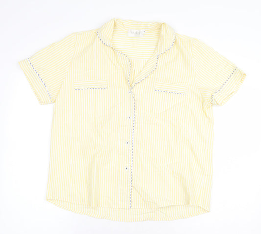 Salua Womens Yellow Striped Cotton Basic Button-Up Size M Collared