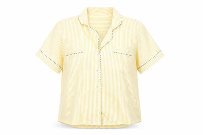 Salua Womens Yellow Striped Cotton Basic Button-Up Size M Collared