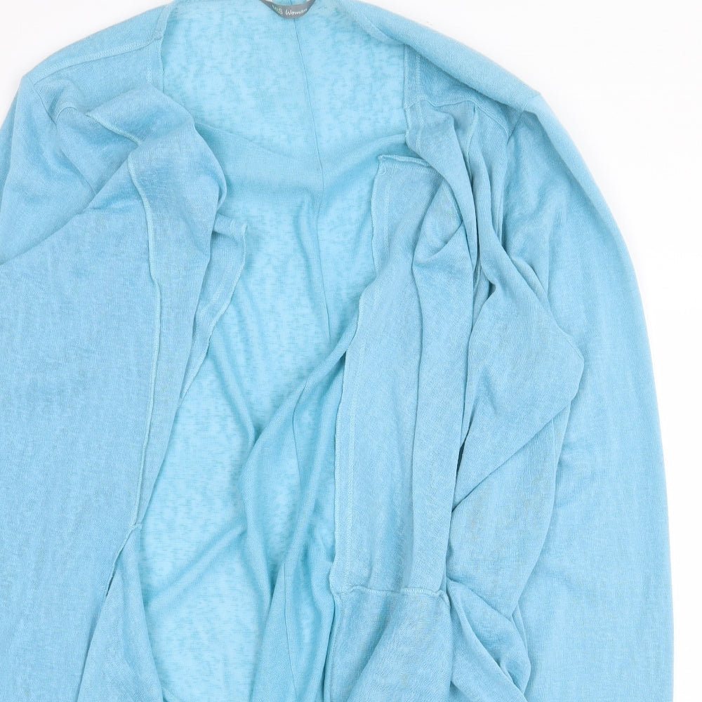 Marks and Spencer Womens Blue V-Neck Polyester Cardigan Jumper Size L