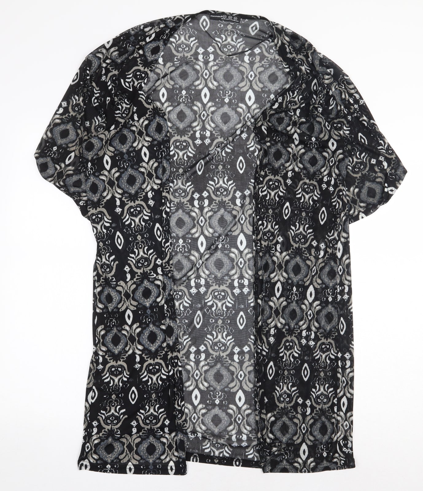 Atmosphere Womens Black Geometric Polyester Kimono Blouse Size XS V-Neck