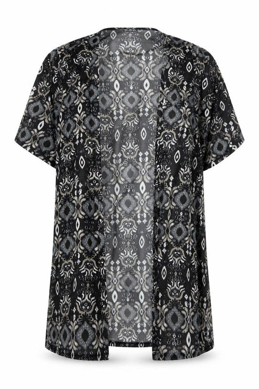 Atmosphere Womens Black Geometric Polyester Kimono Blouse Size XS V-Neck