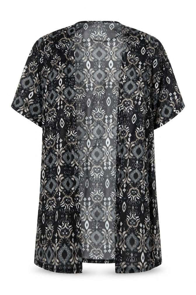 Atmosphere Womens Black Geometric Polyester Kimono Blouse Size XS V-Neck