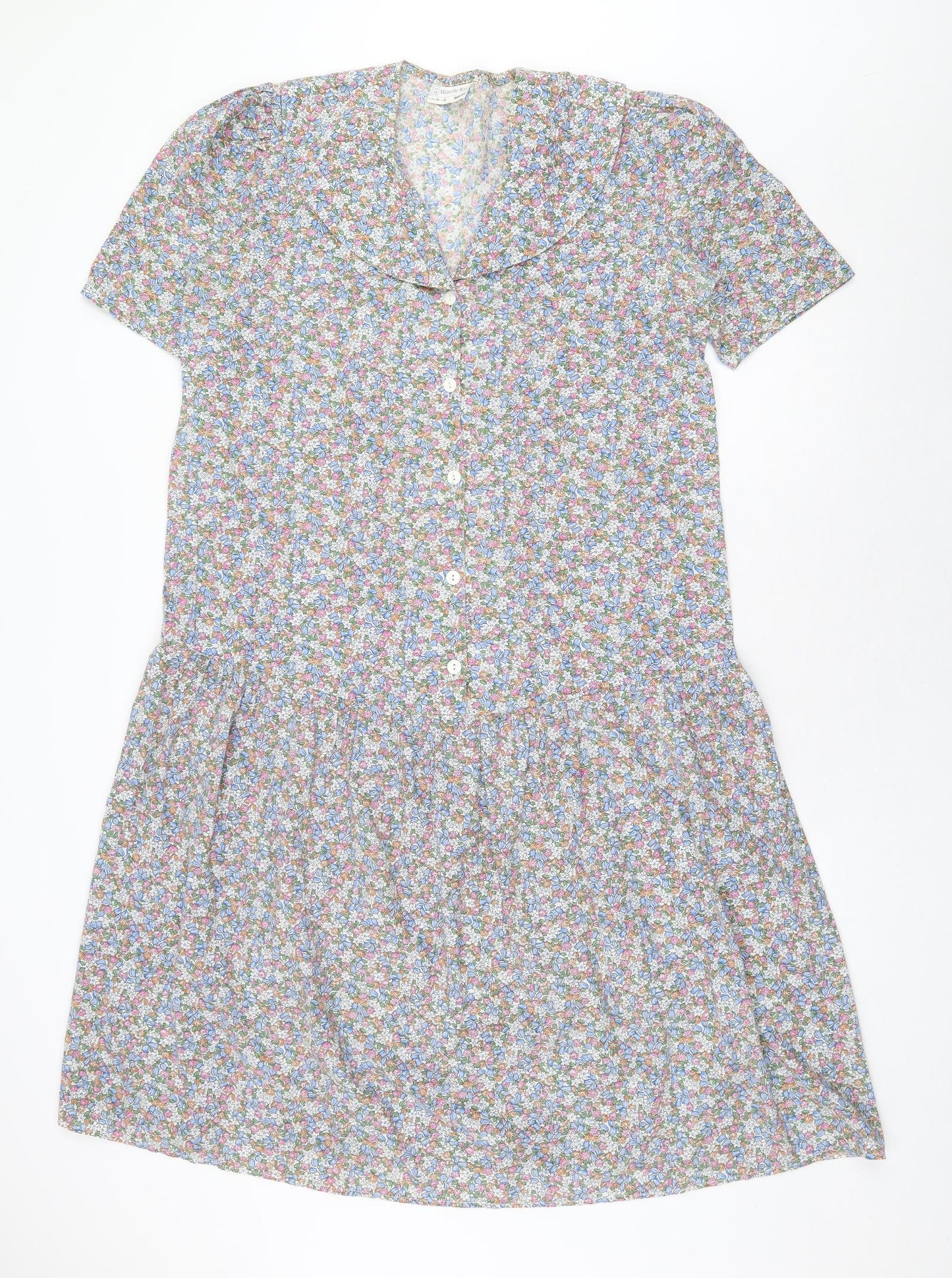 Mums The Word Womens Multicoloured Floral Polyester A-Line Size 12 Collared Button
