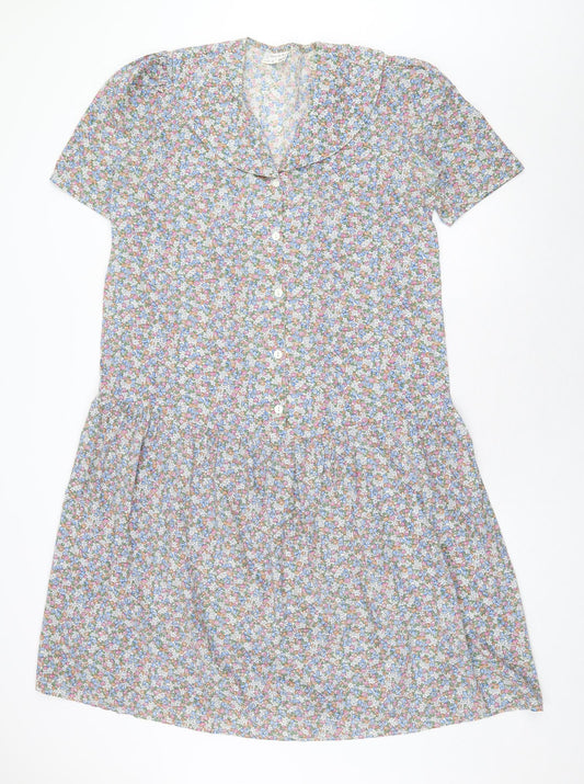 Mums The Word Womens Multicoloured Floral Polyester A-Line Size 12 Collared Button