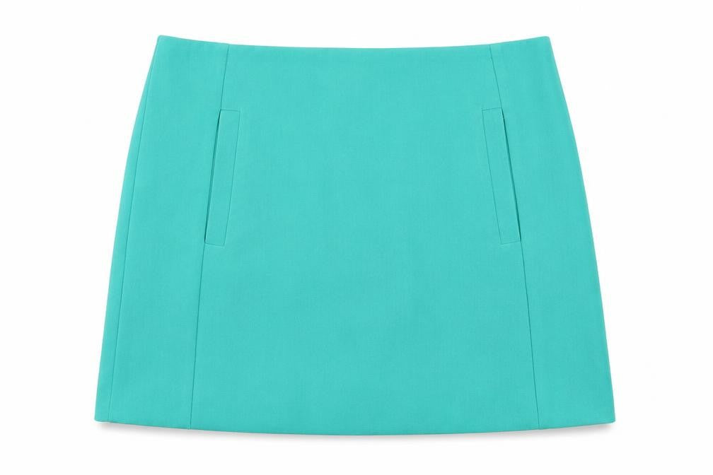 Marks & Spencer Womens Green Polyester Mini Skirt Size 8 Zip