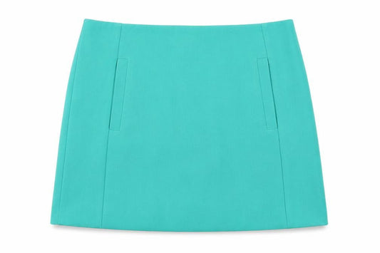 Marks & Spencer Womens Green Polyester Mini Skirt Size 8 Zip