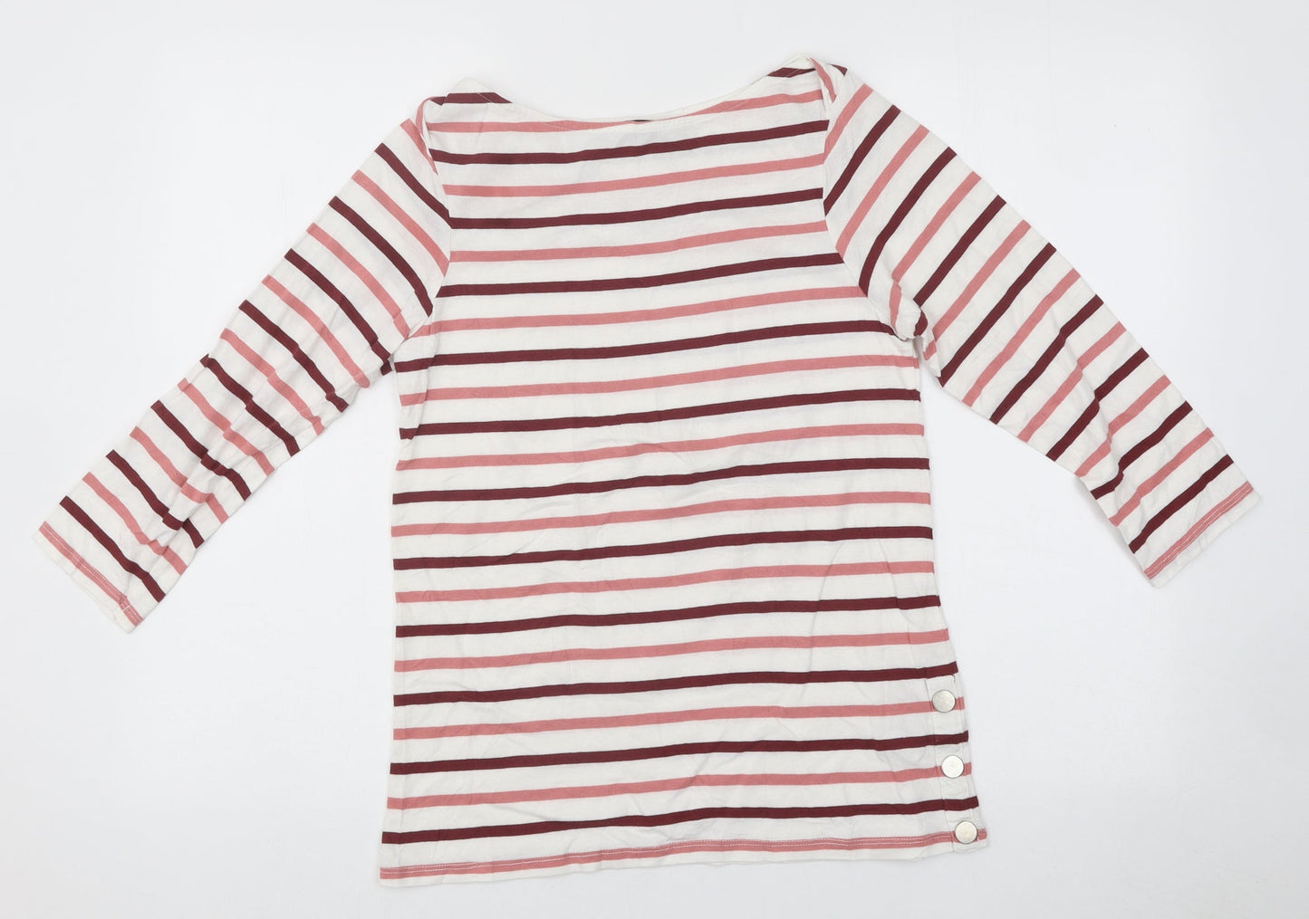 Collections Womens White Striped Polyester Basic Blouse Size 10 Roll Neck