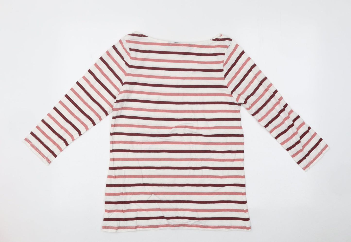 Collections Womens White Striped Polyester Basic Blouse Size 10 Roll Neck