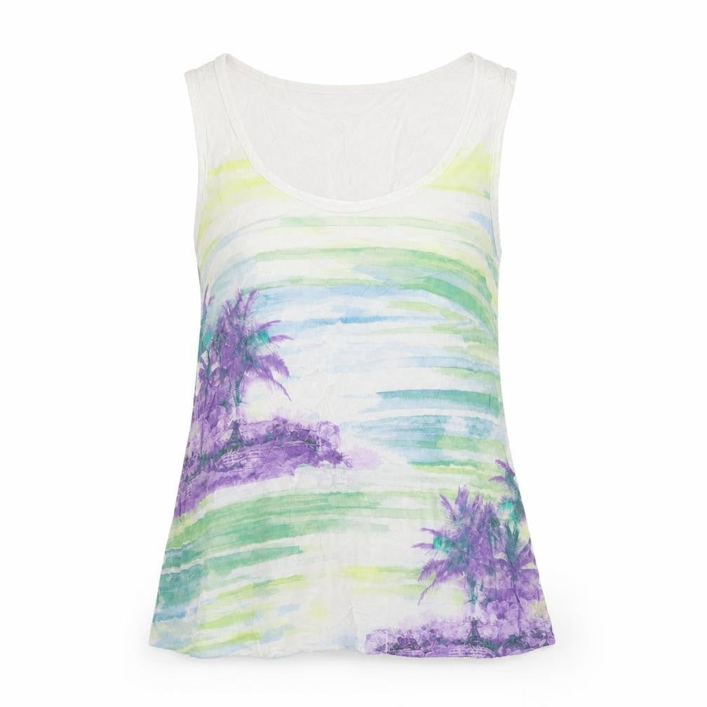 George Womens Multicoloured Viscose Basic Tank Size 8 Scoop Neck