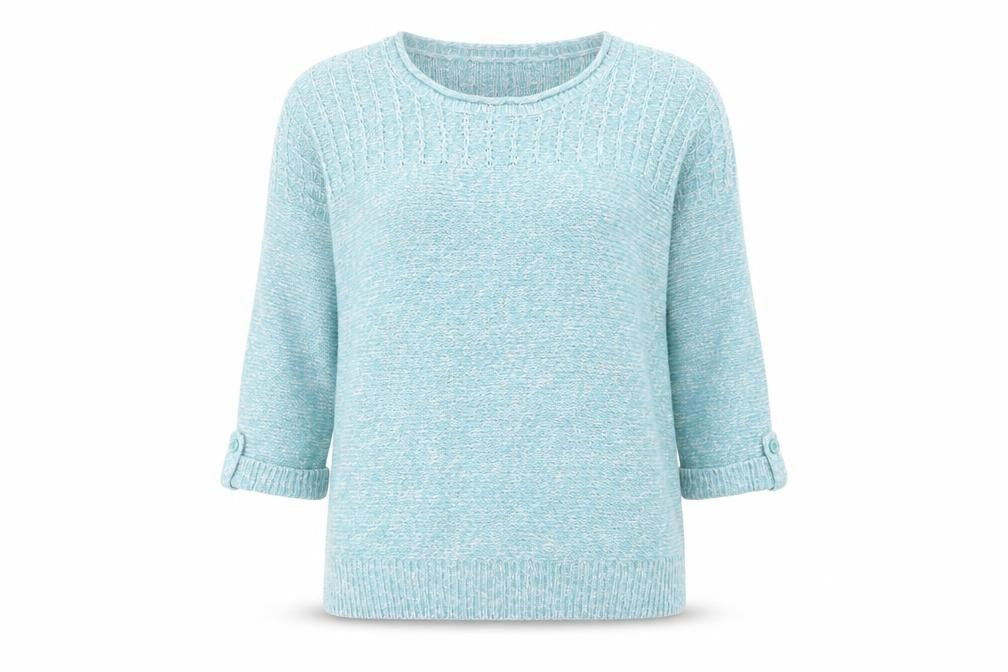 EWM Womens Blue Round Neck Acrylic Pullover Jumper Size L