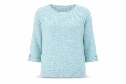 EWM Womens Blue Round Neck Acrylic Pullover Jumper Size L