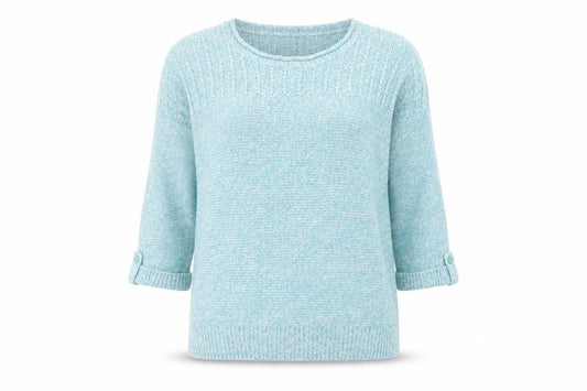EWM Womens Blue Round Neck Acrylic Pullover Jumper Size L