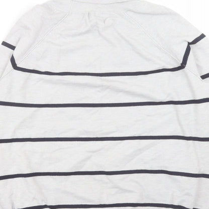 M&Co Womens Grey Roll Neck Striped Viscose Pullover Jumper Size 12