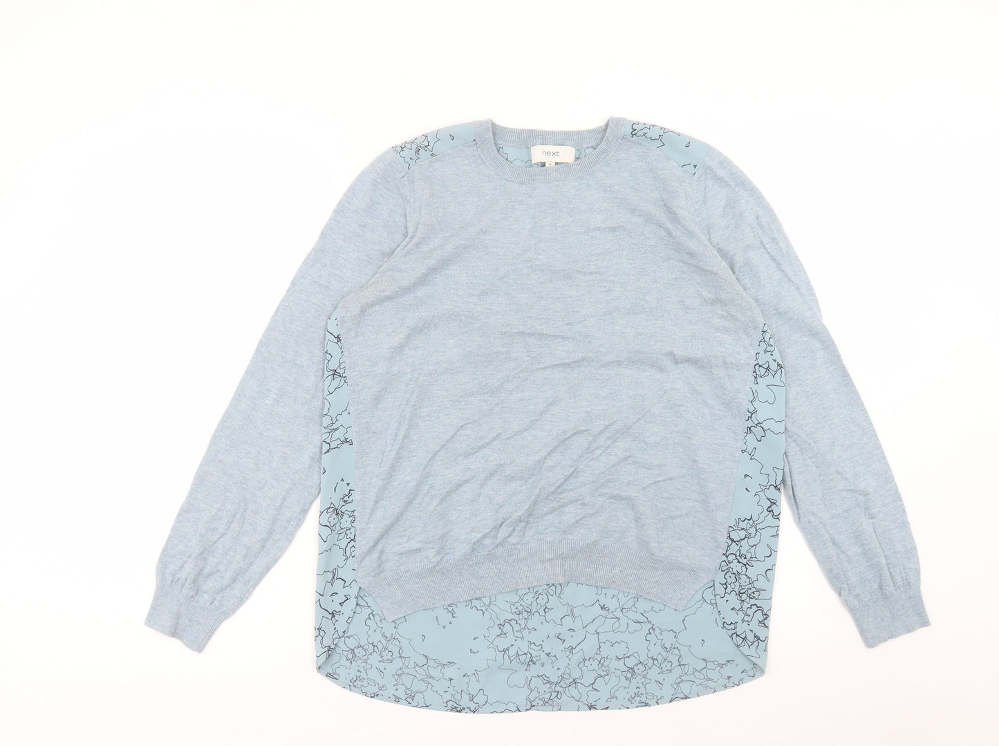 NEXT Womens Blue Round Neck Geometric Acrylic Pullover Jumper Size 14