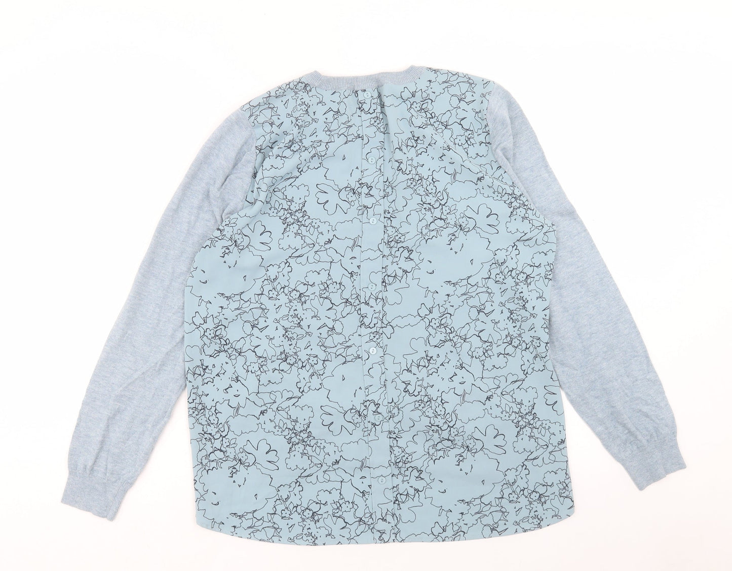 NEXT Womens Blue Round Neck Geometric Acrylic Pullover Jumper Size 14