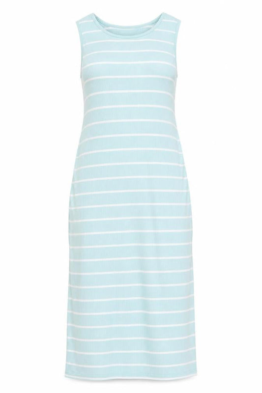 SHEIN Womens Blue Striped Cotton Tank Dress Size L Round Neck Pullover