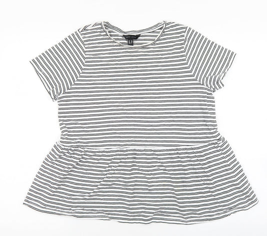 New Look Womens Multicoloured Striped 100% Cotton Basic T-Shirt Size 10 Round Neck