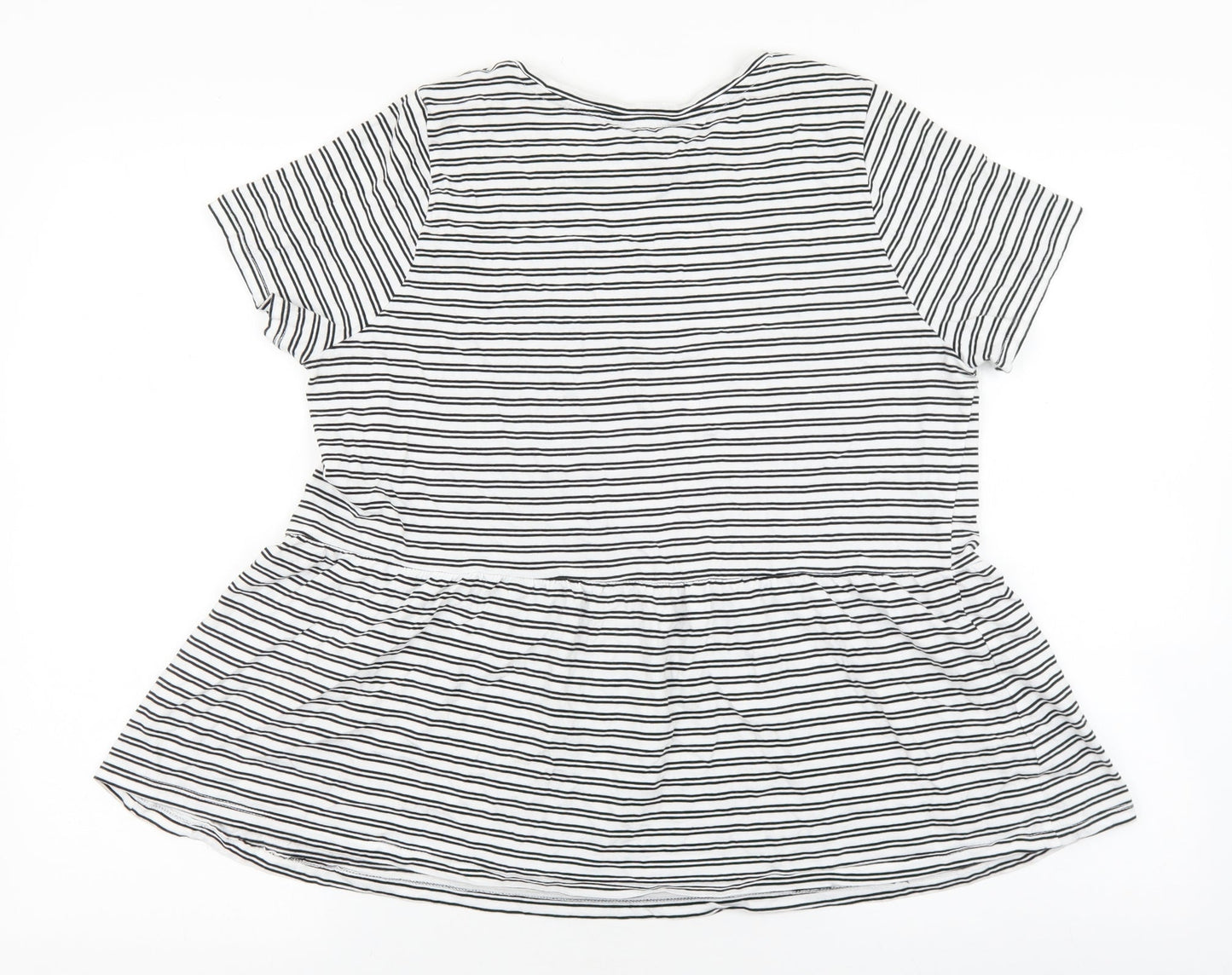 New Look Womens Multicoloured Striped 100% Cotton Basic T-Shirt Size 10 Round Neck