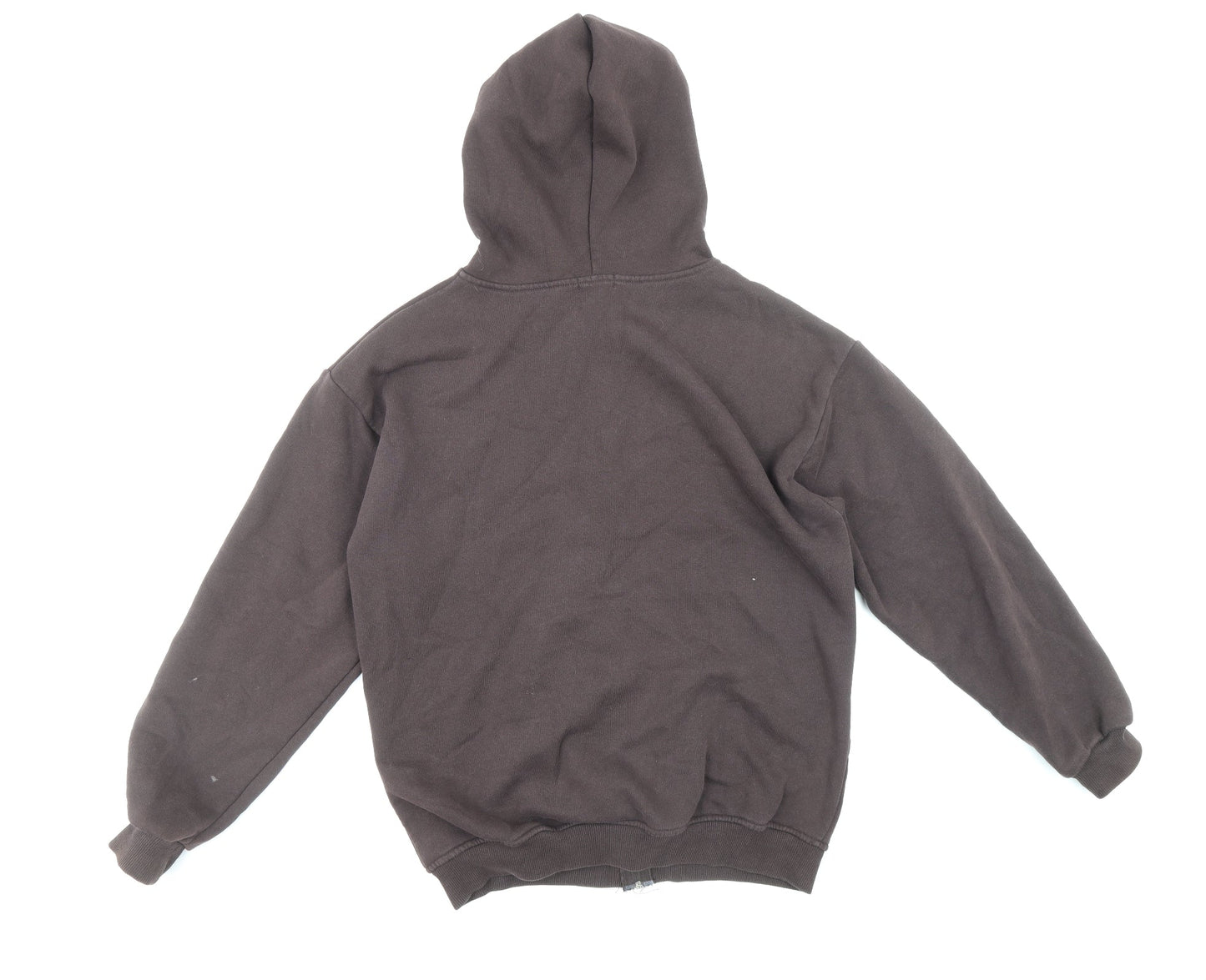 PRETTYLITTLETHING Womens Brown Cotton Full Zip Hoodie Size 6 Zip