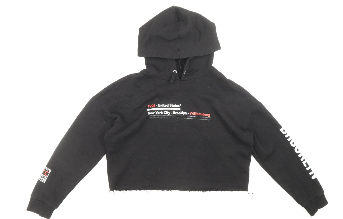 915 Generation Girls Black Polyester Pullover Hoodie Size 14-15 Years Pullover