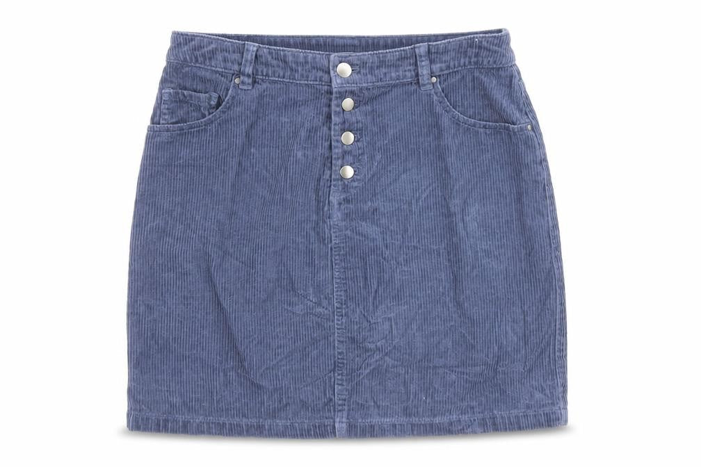 TU Womens Blue Cotton A-Line Skirt Size 10 Button