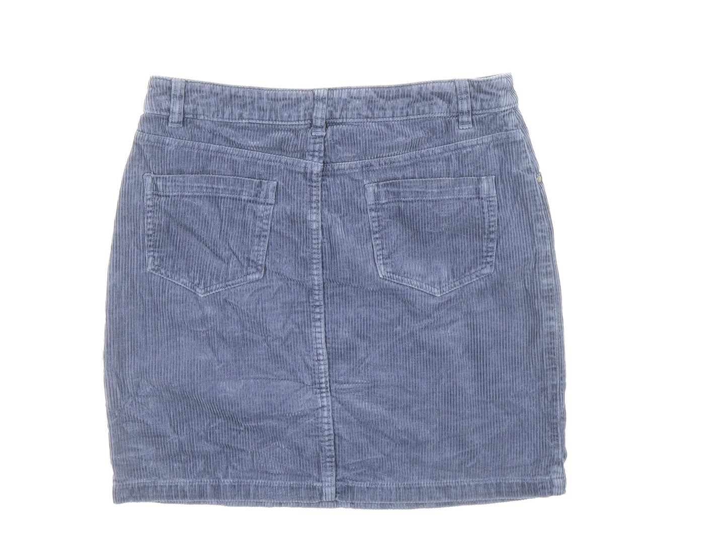 TU Womens Blue Cotton A-Line Skirt Size 10 Button