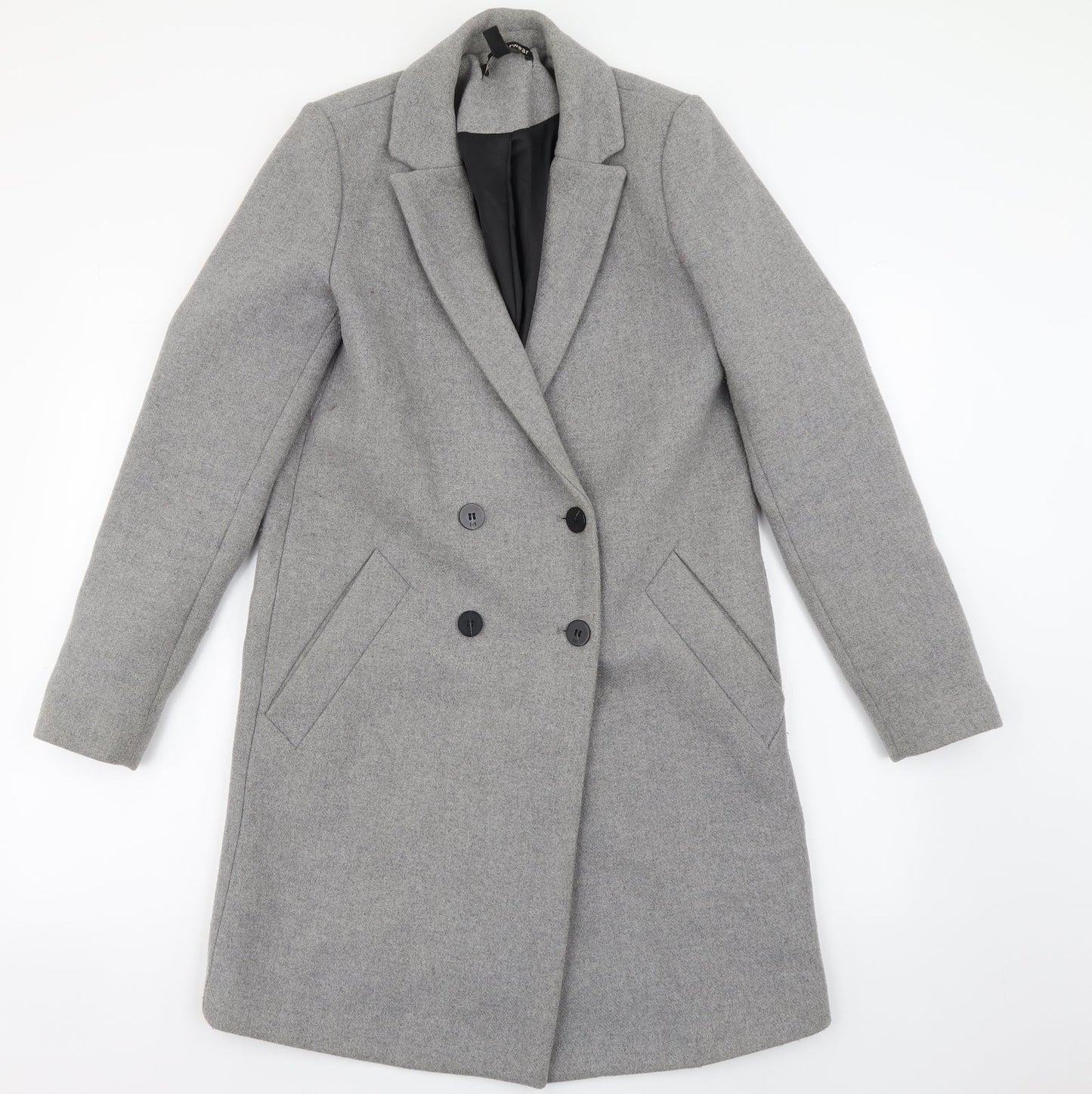 Trf Womens Grey Overcoat Coat Size XS Button
