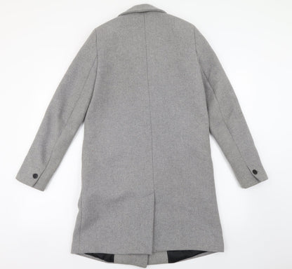 Trf Womens Grey Overcoat Coat Size XS Button