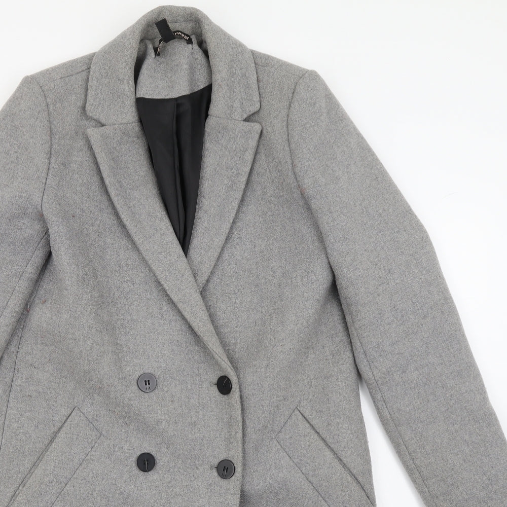 Trf Womens Grey Overcoat Coat Size XS Button