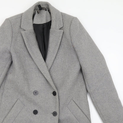 Trf Womens Grey Overcoat Coat Size XS Button