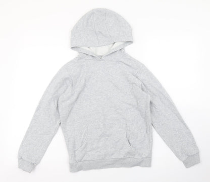 Marks & Spencer Girls Grey Cotton Pullover Hoodie Size 8-9 Years Pullover
