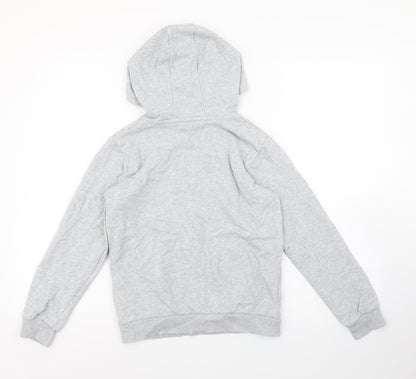 Marks & Spencer Girls Grey Cotton Pullover Hoodie Size 8-9 Years Pullover
