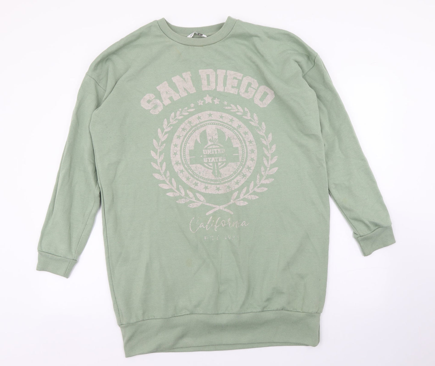 PEP&CO Womens Green Round Neck Cotton Pullover Jumper Size M - San Diego