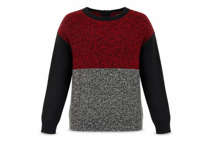 Mango Womens Red Round Neck Acrylic Pullover Jumper Size 8 - Colourblock