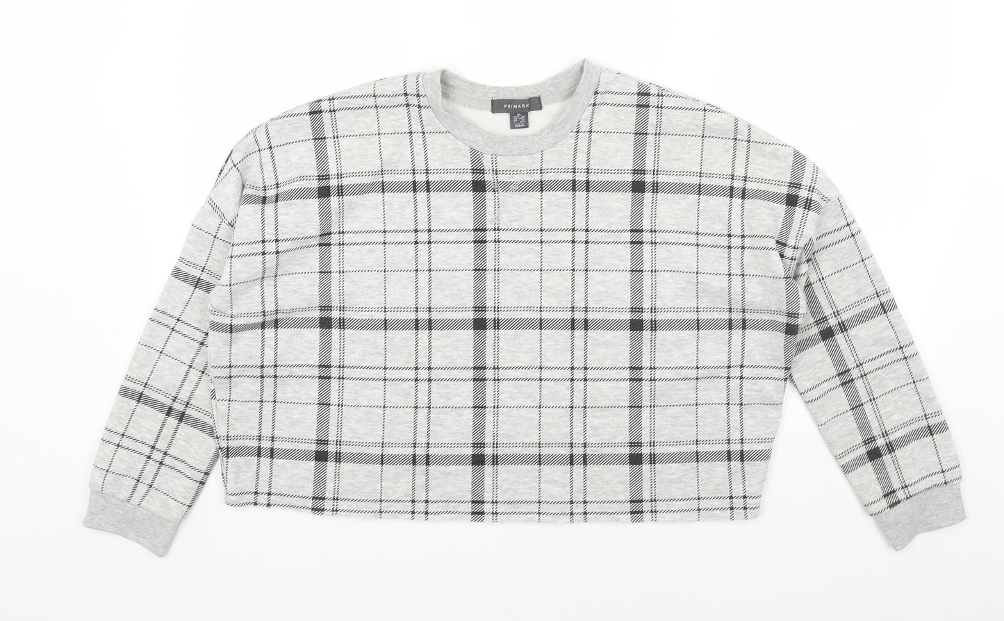 Primark Womens Grey Plaid Cotton Pullover Sweatshirt Size XS Pullover