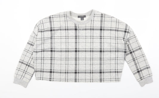Primark Womens Grey Plaid Cotton Pullover Sweatshirt Size XS Pullover