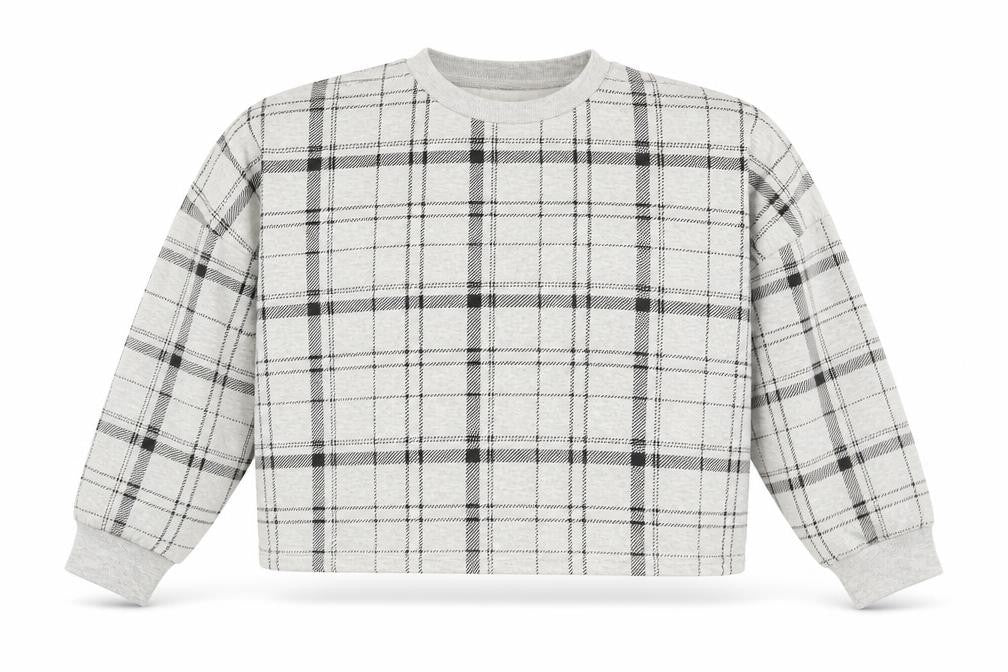 Primark Womens Grey Plaid Cotton Pullover Sweatshirt Size XS Pullover
