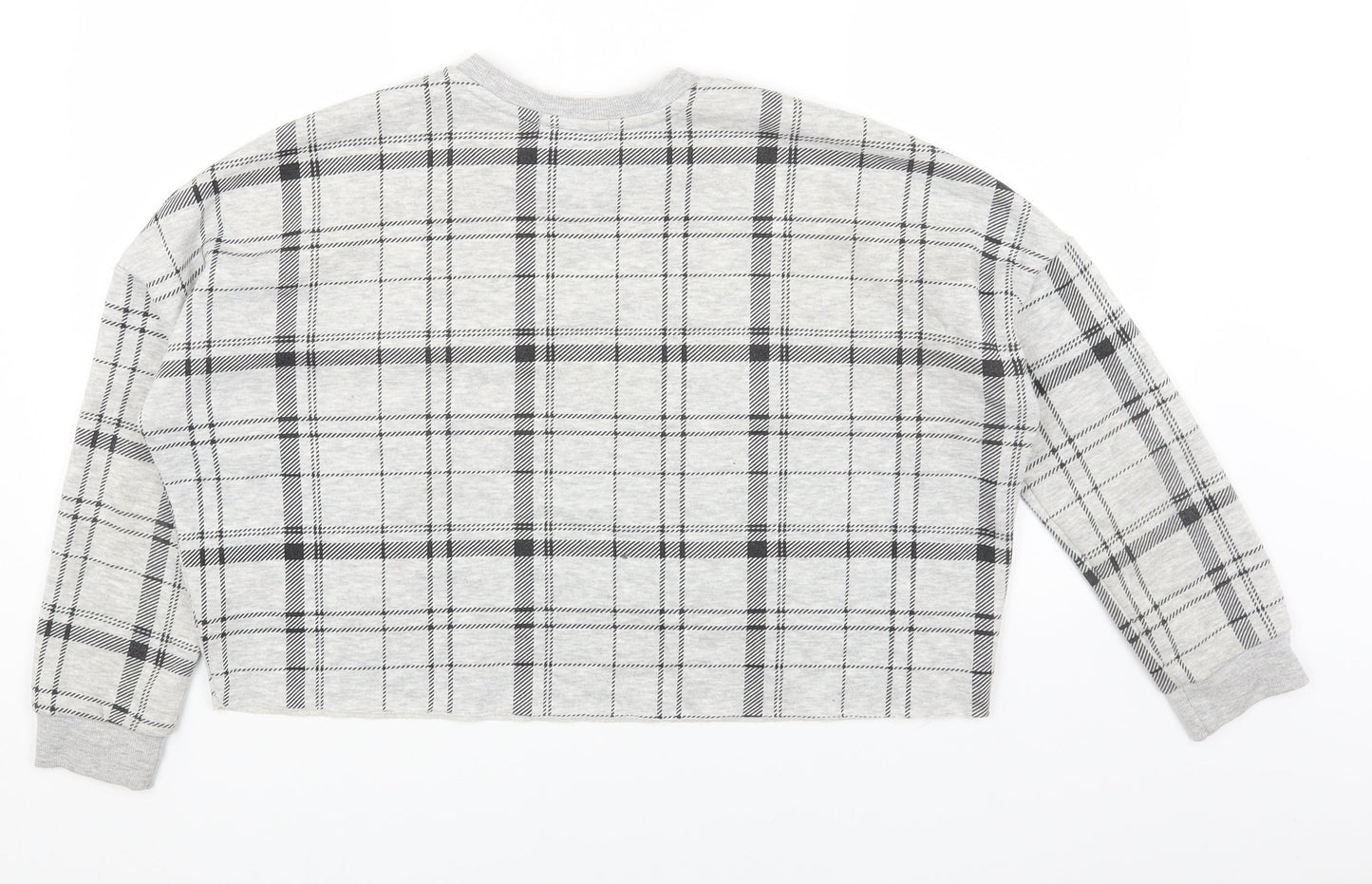 Primark Womens Grey Plaid Cotton Pullover Sweatshirt Size XS Pullover