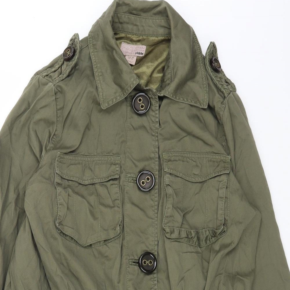 H&M Womens Green Jacket Size 12 Button