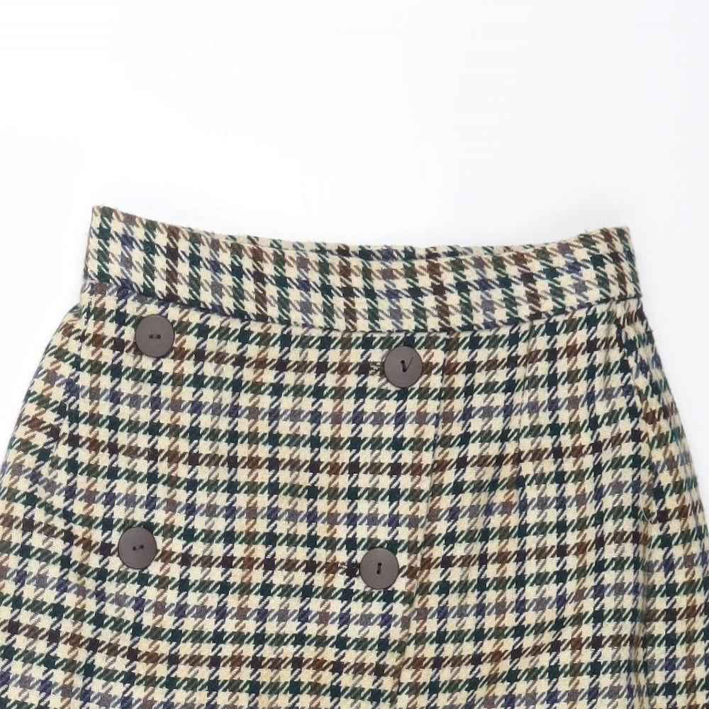 Escape Womens Multicoloured Plaid Polyester A-Line Skirt Size 12 Button