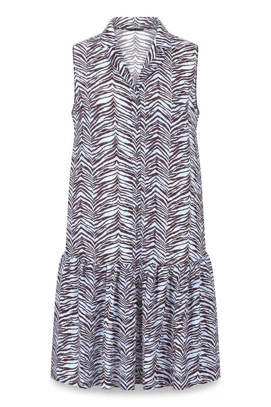 Primark Womens Multicoloured Animal Print Polyester Slip Dress Size 44 Collared Button - Tiger Print