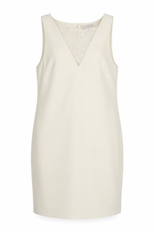 H&M Womens Ivory Herringbone Polyester Sheath Size 6 Sweetheart Pullover - Lace Detail