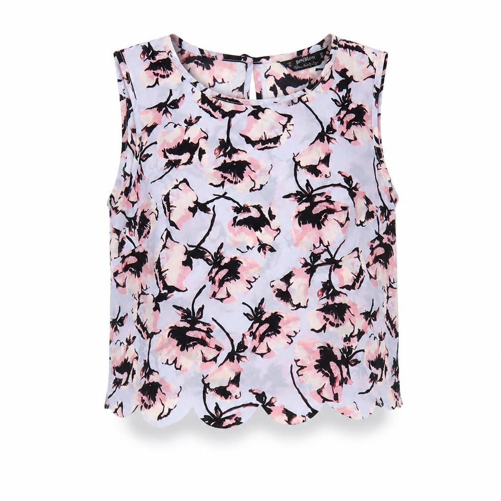 Miss Selfridge Womens Multicoloured Floral Polyester Basic Blouse Size 10 Round Neck