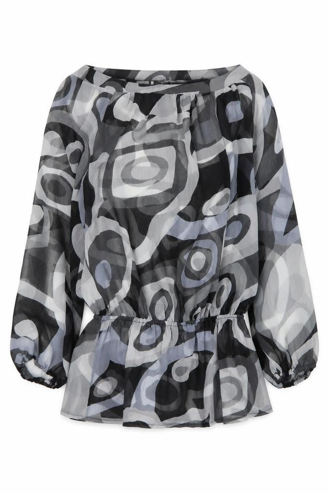 Elise Ryan Womens Grey Geometric Polyester Shift Size S Boat Neck Pullover