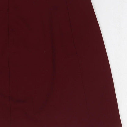 Preworn Womens Red Polyester A-Line Skirt Size S Zip