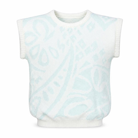 Littlewoods Womens White Round Neck Geometric Acrylic Pullover Jumper Size 10
