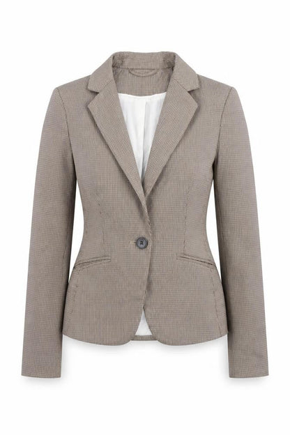 H&M Womens Beige Plaid Polyester Jacket Blazer Size 4