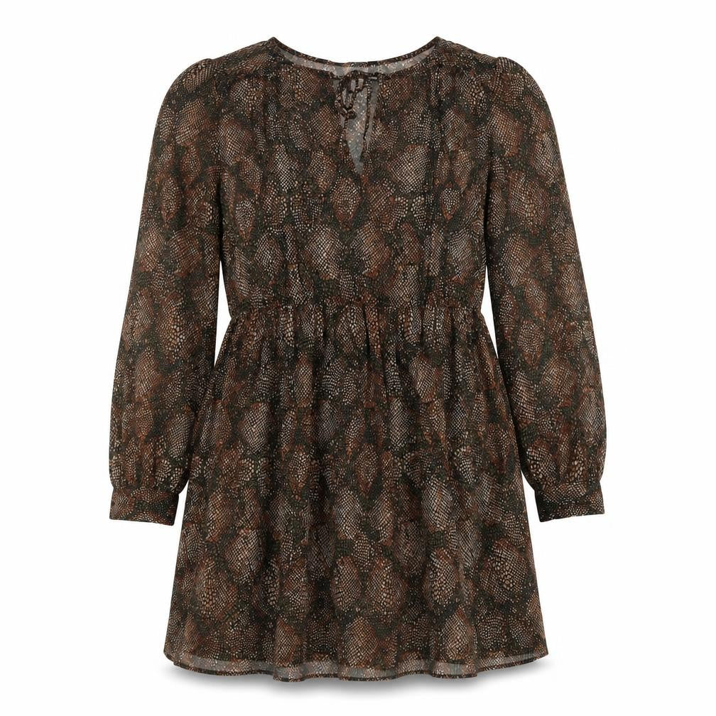Zara Womens Brown Geometric Polyester Fit & Flare Size XS Round Neck Pullover