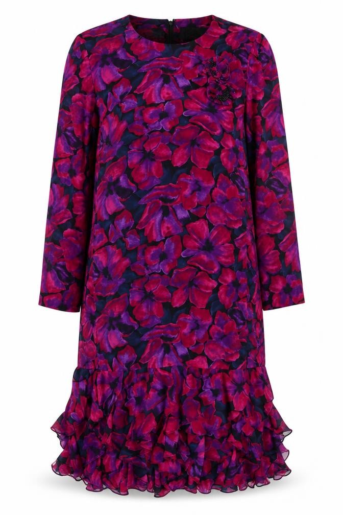 Liz Roberts Womens Pink Floral Polyester Shift Size 10 Round Neck Zip