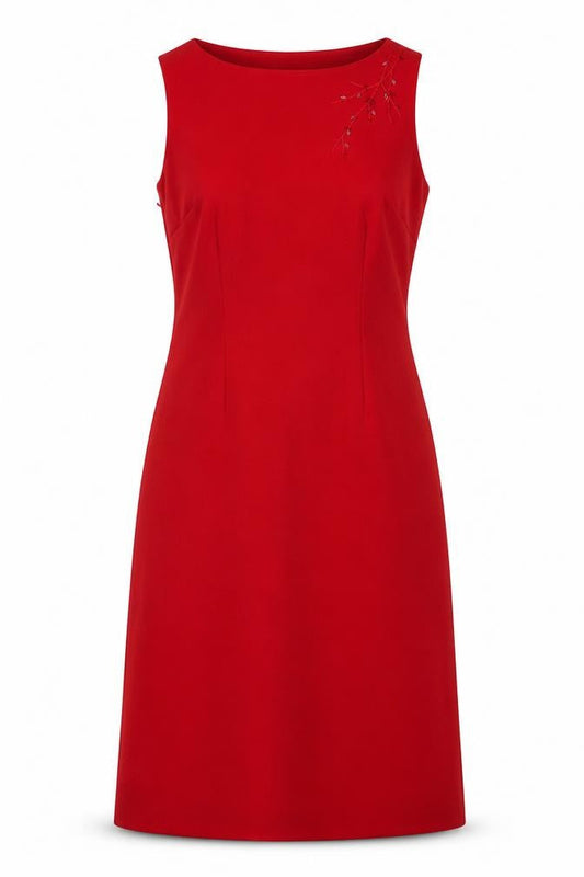 Casablanca Womens Red Floral Polyester A-Line Size M Round Neck Zip - Label Size 3